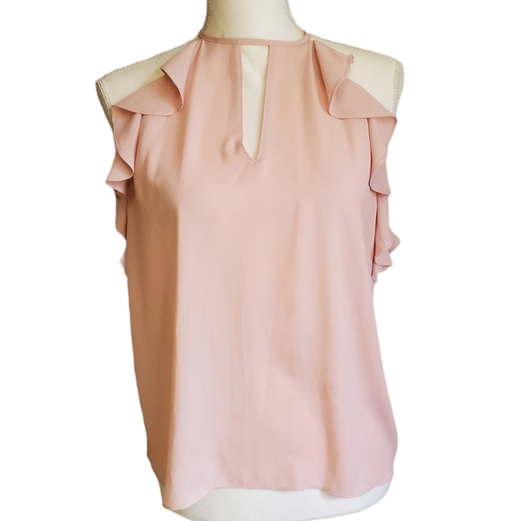 Amanada Uprichard Ruffle Keyhole Sleeveless Halter Tank Shell - Picture 1 of 8